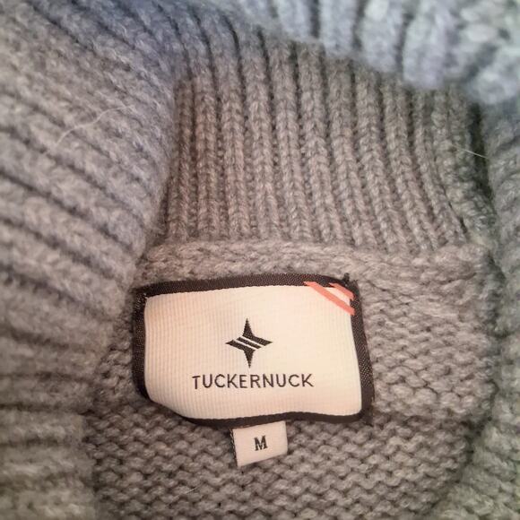 Tuckernuck Gray Chunky Knit Wool Blend Turtleneck Sweater Old Money Minimalist M - Picture 3 of 7